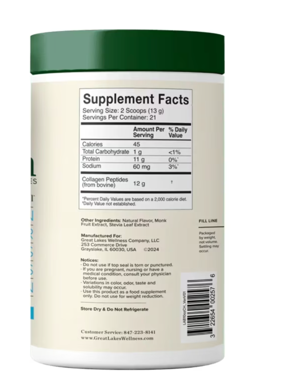 Great Lakes Wellness - Collagen Peptides Vanila (10.OZ)