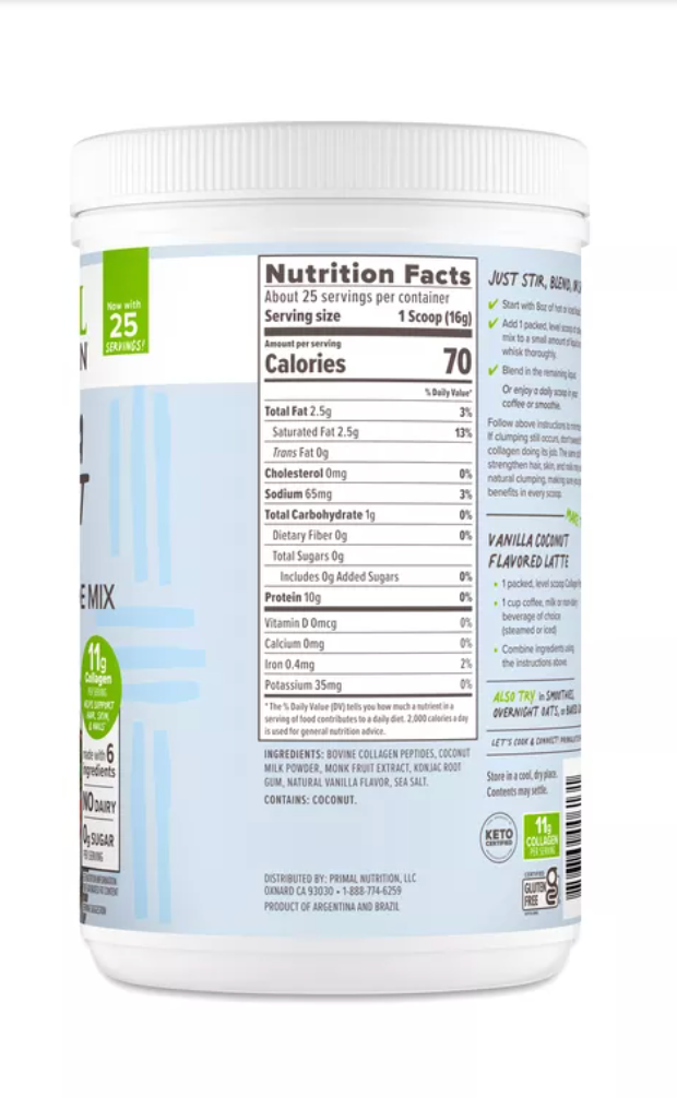 Primal Kitchen - Collagen Fuel Vnll Ccnut (14.4OZ)
