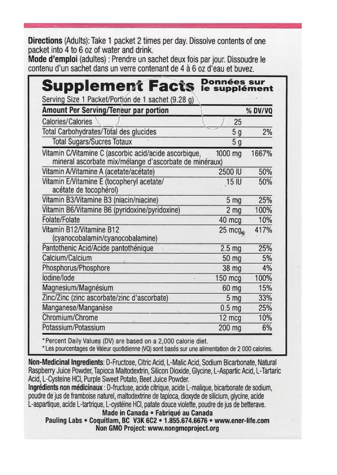 Ener Life - Vitamin C Pkt Raspberry (30.PC)
