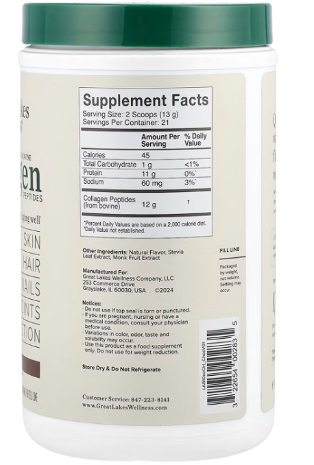 Great Lakes Wellness - Collagen Peptides Choc (10.OZ)