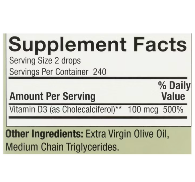 Natures Answer - Liq Vitmn D3 Drop 4000Iu (0.5FO)
