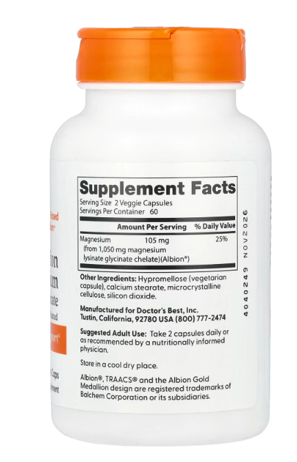 Doctors Best - Magnesium Lysinate Glycnt (120.VC)