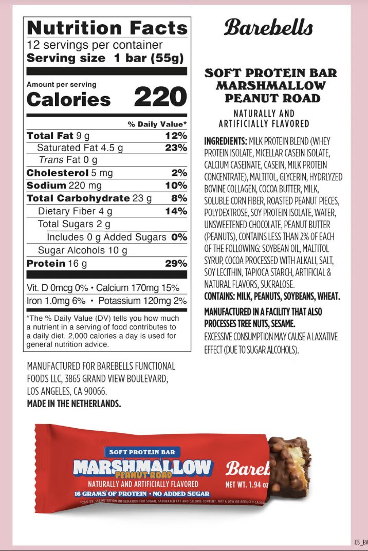 Barebells - Bar Mrshmllw Peanut Road (1.94OZ) - 12 bars