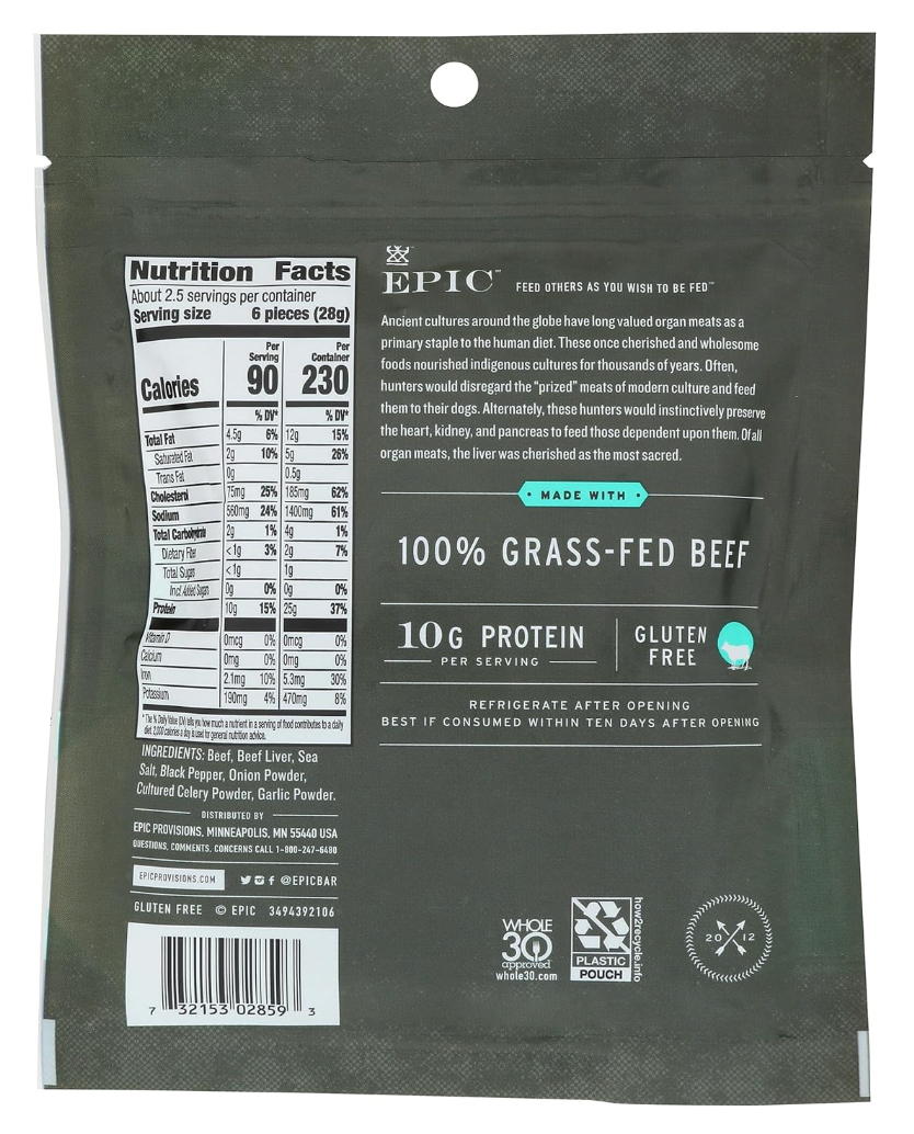 EPIC PROVISIONS Sea Salt Beef & Beef Liver Bites, 2.5 OZ