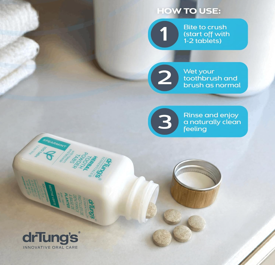 Dr. Tung's Spearmint Toothpowder Tabs, 100 Count