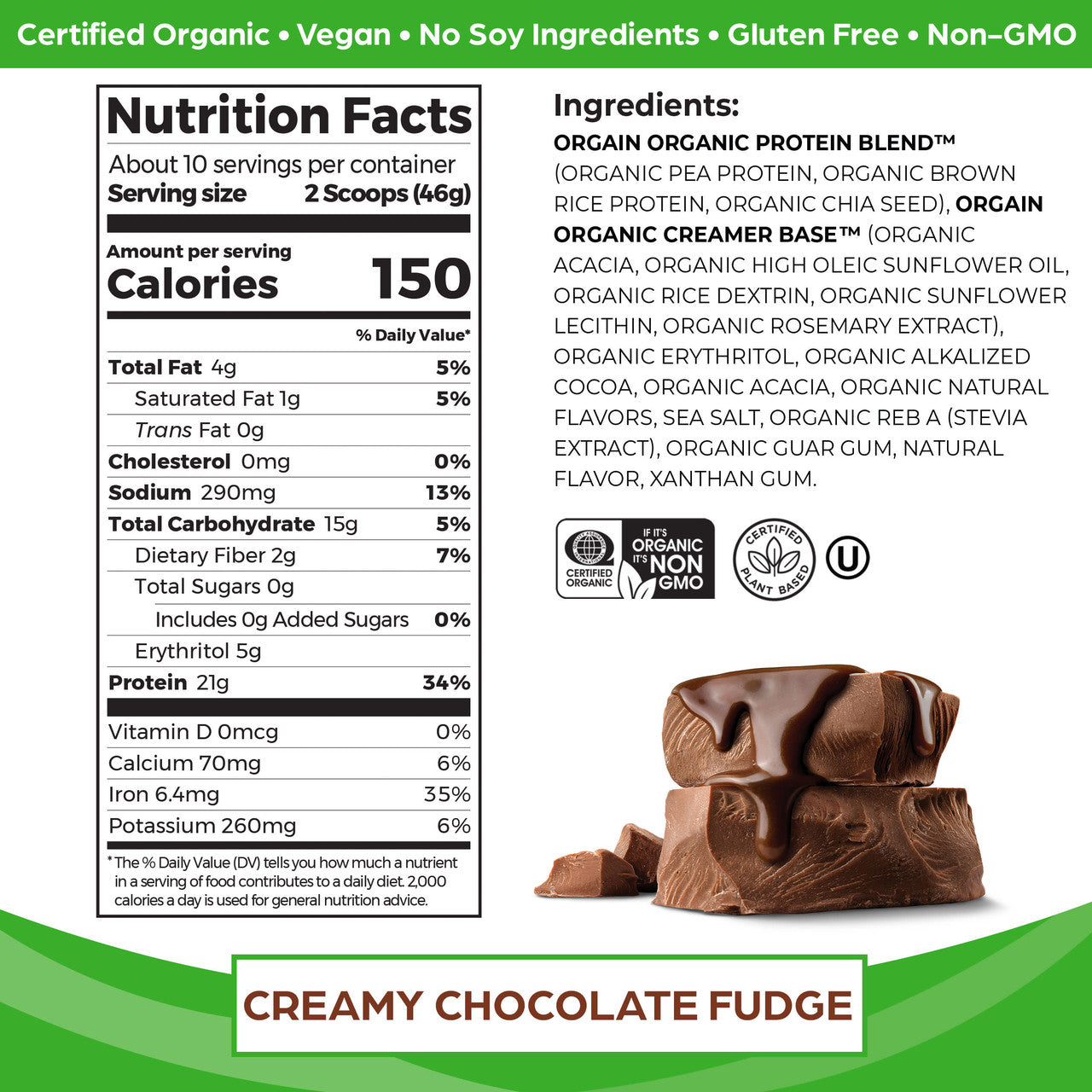 Orgain Creamy Chocolate Fudge (1X1.02 Lb )-1