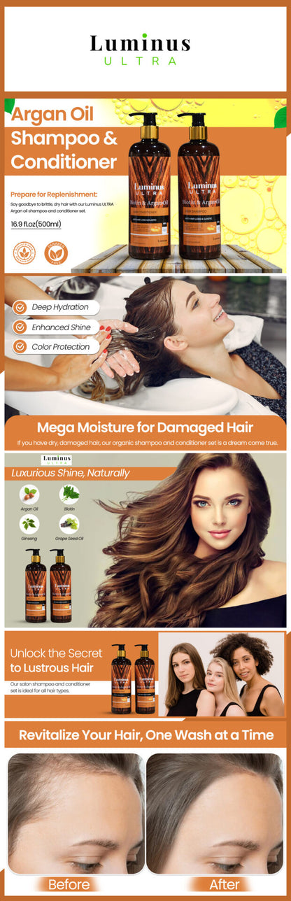 Biotin Shampoo and Conditioner Set plus Hair Mask for Hair Growth - Thickening Shampoo for Thinning Hair and Hair Loss - Repairs Damaged Dry Hair - Sulfate Free Paraben Free 16.9 fl. oz/each-6