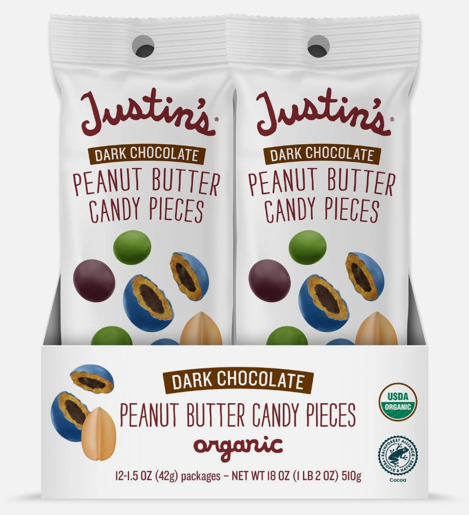 Justin's Dark Chocolate Peanut Butter Candy Pieces 12pk of 1.5oz bags