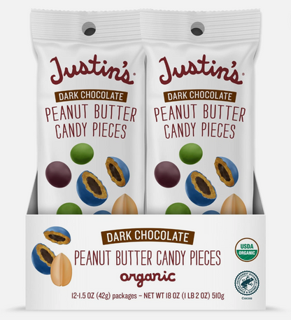 Justin's Dark Chocolate Peanut Butter Candy Pieces 12pk of 1.5oz bags