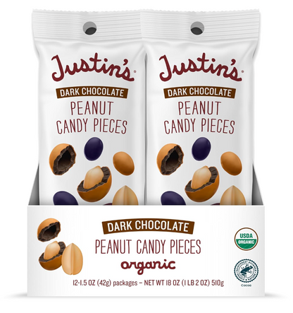 Justin's Dark Chocolate Peanut Candy Pieces 12pk of 1.5oz bags