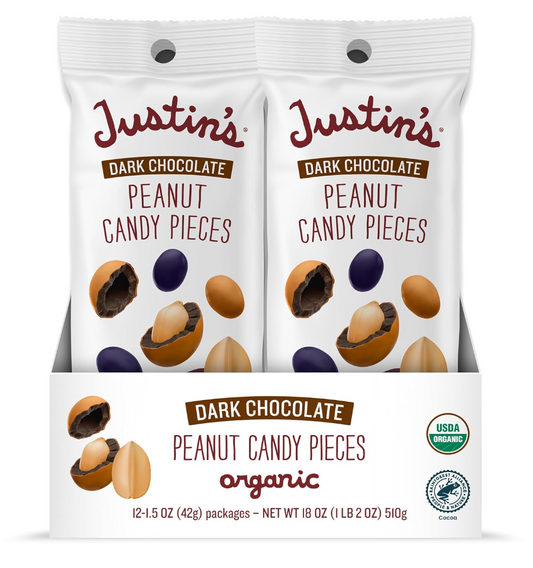 Justin's Dark Chocolate Peanut Candy Pieces 12pk of 1.5oz bags