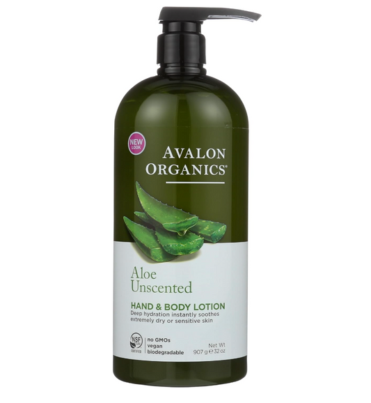 Avalon Organics Hand & Body Lotion for Dry Skin Aloe Unscented, 32 OZ