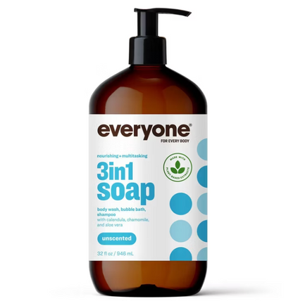 Everyone 3-in-1 Soap, Unscented, 32 fl oz