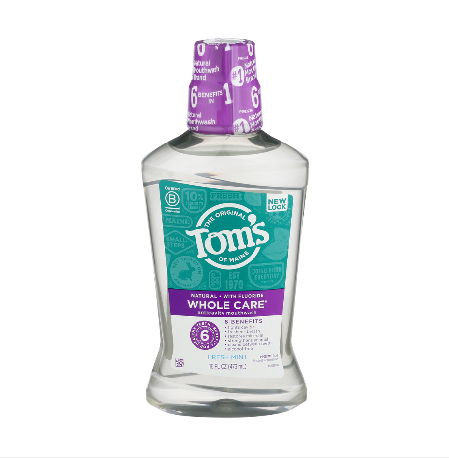 Tom's of Maine Whole Care Mint Mouthwash, 16 oz