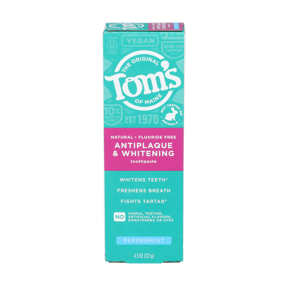 Tom's of Maine Whitening Peppermint Toothpaste, 4.5 oz