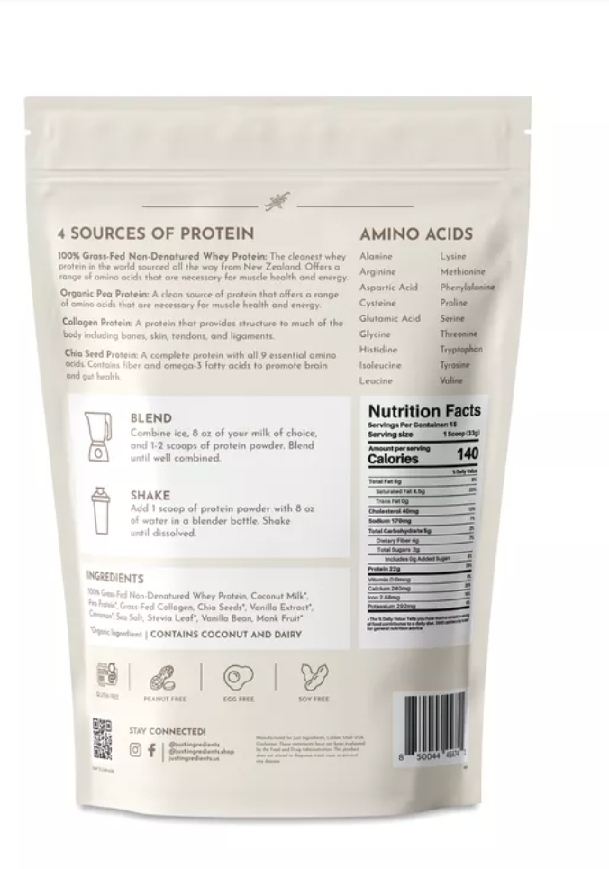 Just Ingredients - Protein Powder Vnla (17.46OZ)