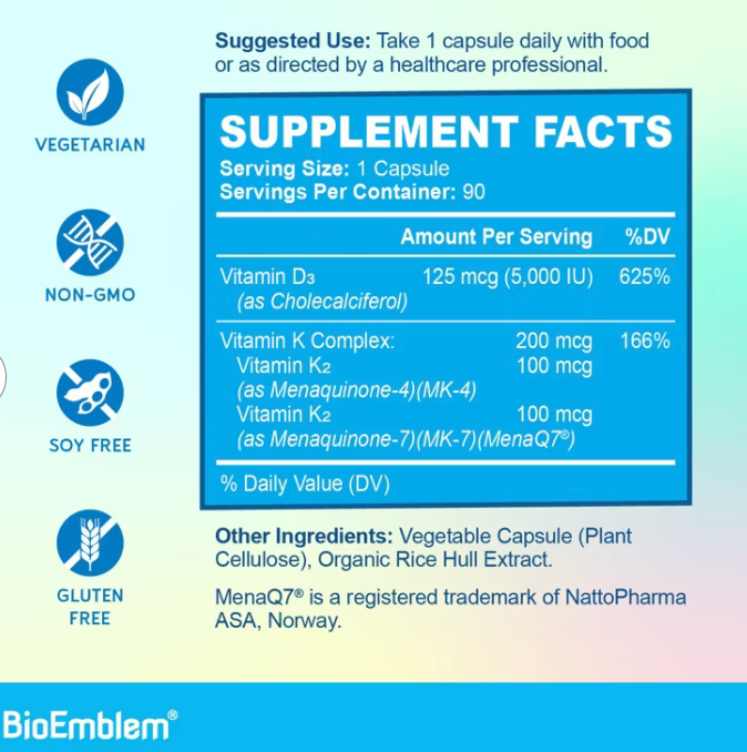 Bioemblem - Vitamin D3 K2 (90.VC)