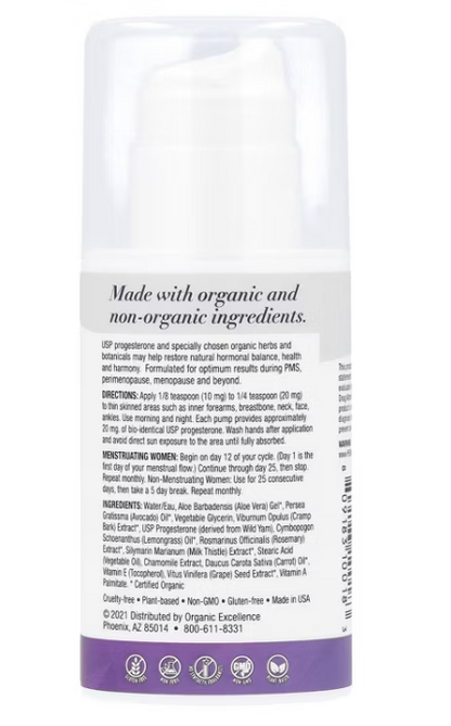 Organic Excellence - Progesterone Cream Pump (3.OZ)