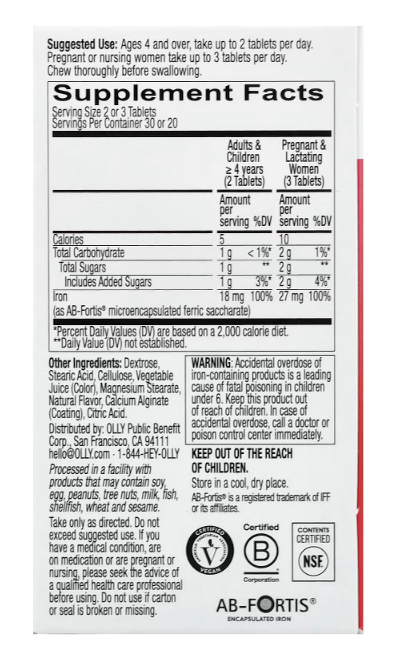 Olly - Iron Fruit Punch Chew (60.TB)