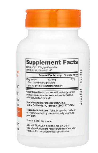 Doctors Best - Magnesium Lysinate Glycnt (120.VC)