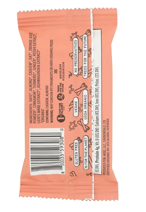 Wise Bar - Bar Cinnamon Turmeric (1.9OZ) - 12 bars