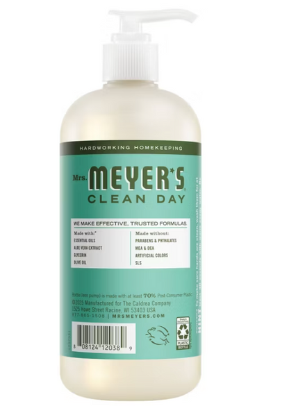 Mrs Meyers Clean Day - Soap Hand Liq Basil (12.5OZ)