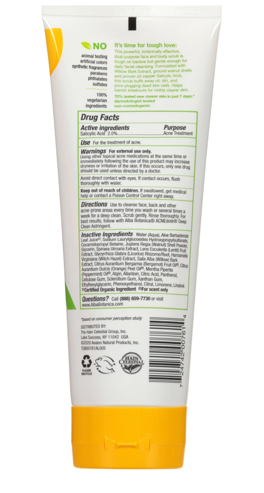 Alba Botanica - Face & Body Scrub Acnedote (8.OZ)