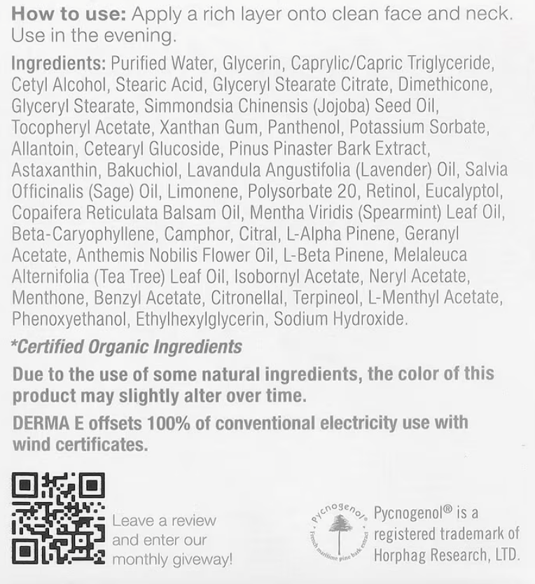 Derma E - Cream Night Regnrtv Antiaging (2.OZ)