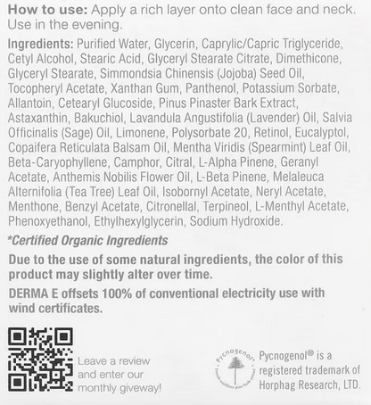 Derma E - Cream Night Regnrtv Antiaging (2.OZ)