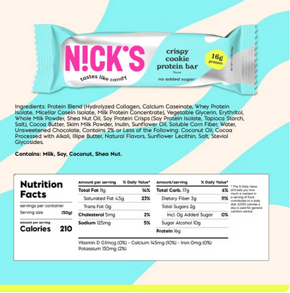 Nicks - Bar Cookie Protein (1.76OZ) - 12 bars