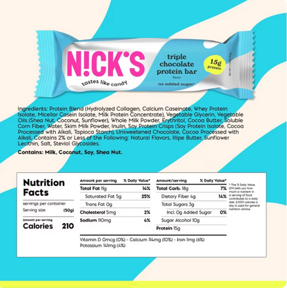Nicks - Bar Triple Choc Protein (1.76OZ) - 12 count