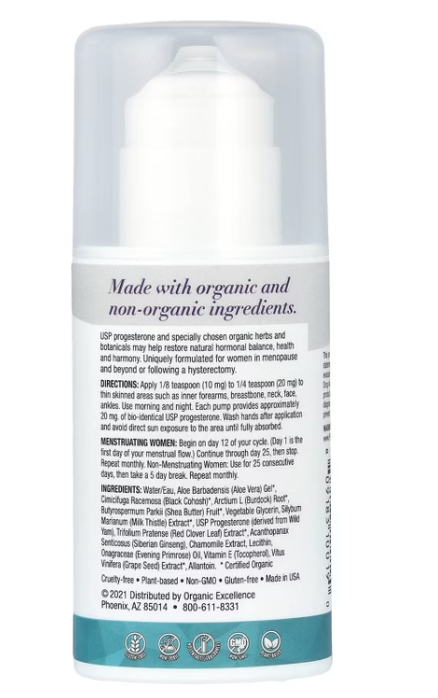 Organic Excellence - Progesterone Phytos Cream (3.OZ)
