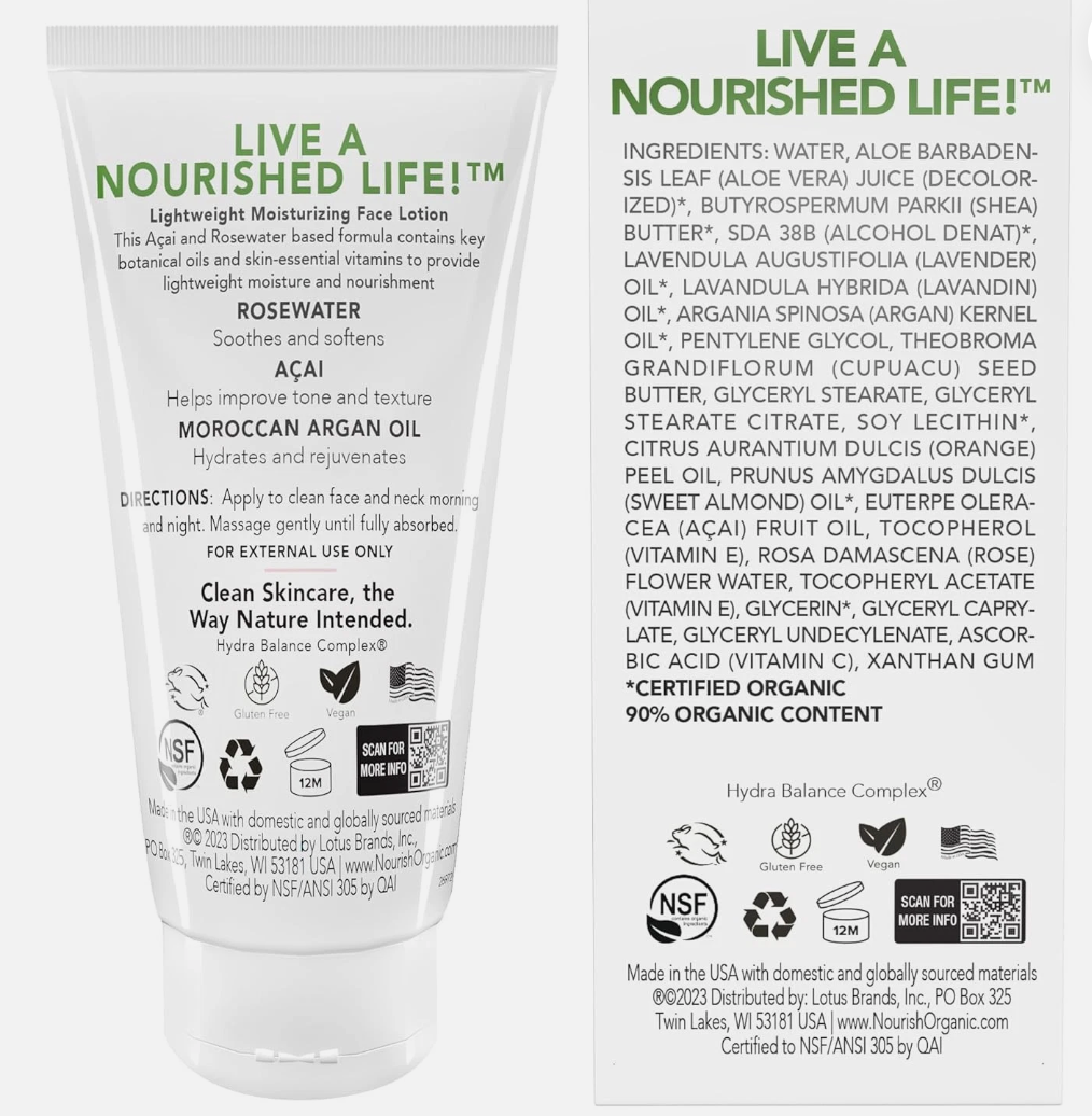 Nourish - Face Ltn Lightwght Moistr Org (1.7OZ)