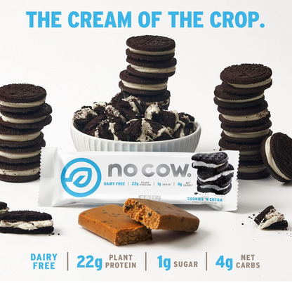 No Cow Bar - Bar Cookies N Cream (2.12OZ) - 12 bars