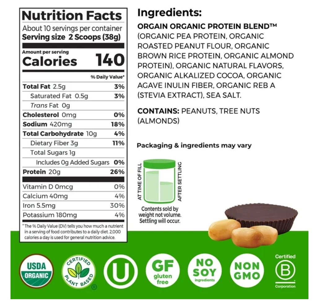 Orgain - Protein Pwdr Nut Pb Choc (18.7OZ)