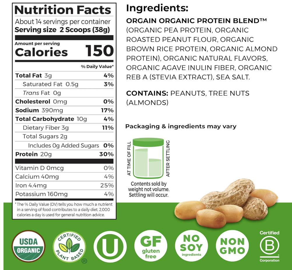 Orgain - Protein Nut Pb (18.7OZ)