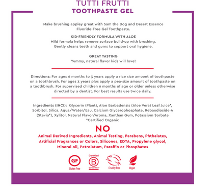 Desert Essence - Toothpaste Gel Ttti Fruti (4.7OZ)
