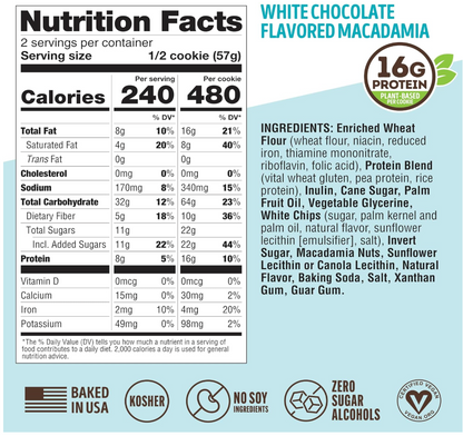 Lenny & Larry's The Complete Cookie, White Chocolate Macadamia, 4 oz, 12 Ct