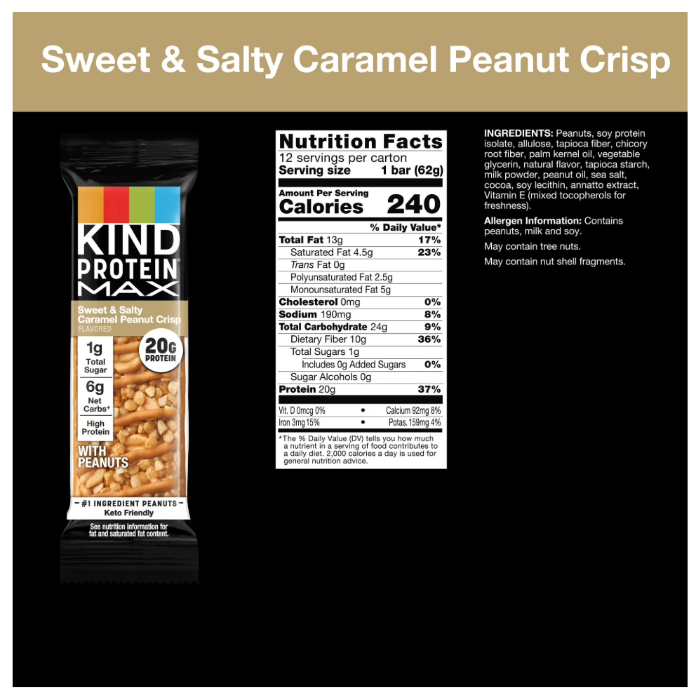 Kind - Bar Protein Max Caramel Peanut (2.2OZ)/ 12 bars