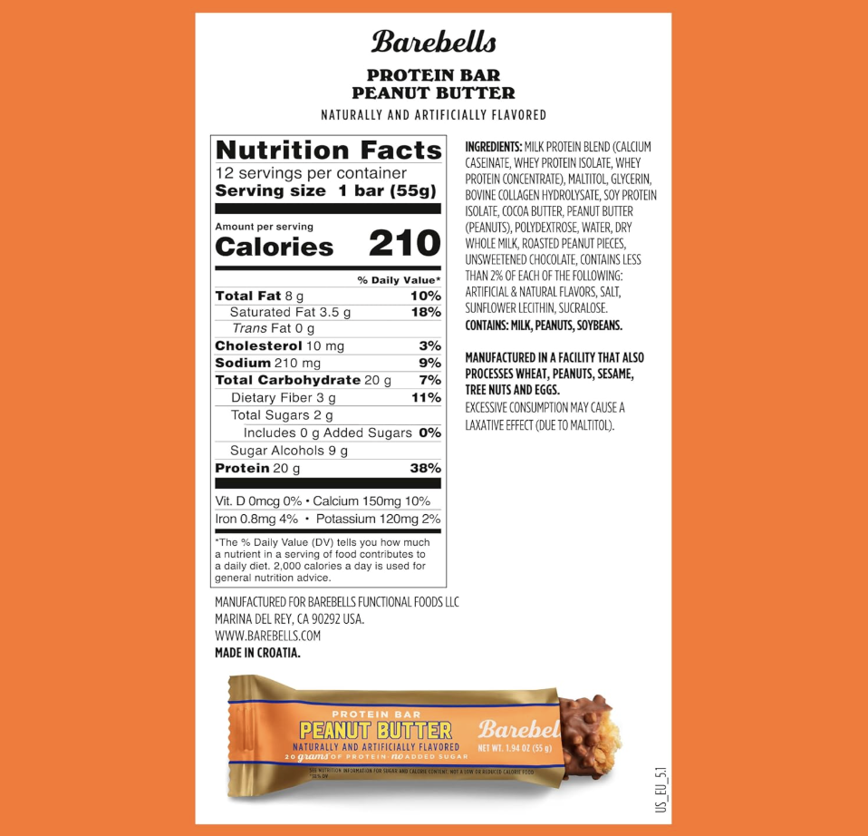 Barebells - Bar Peanut Butter (1.94OZ)/ 12 bars
