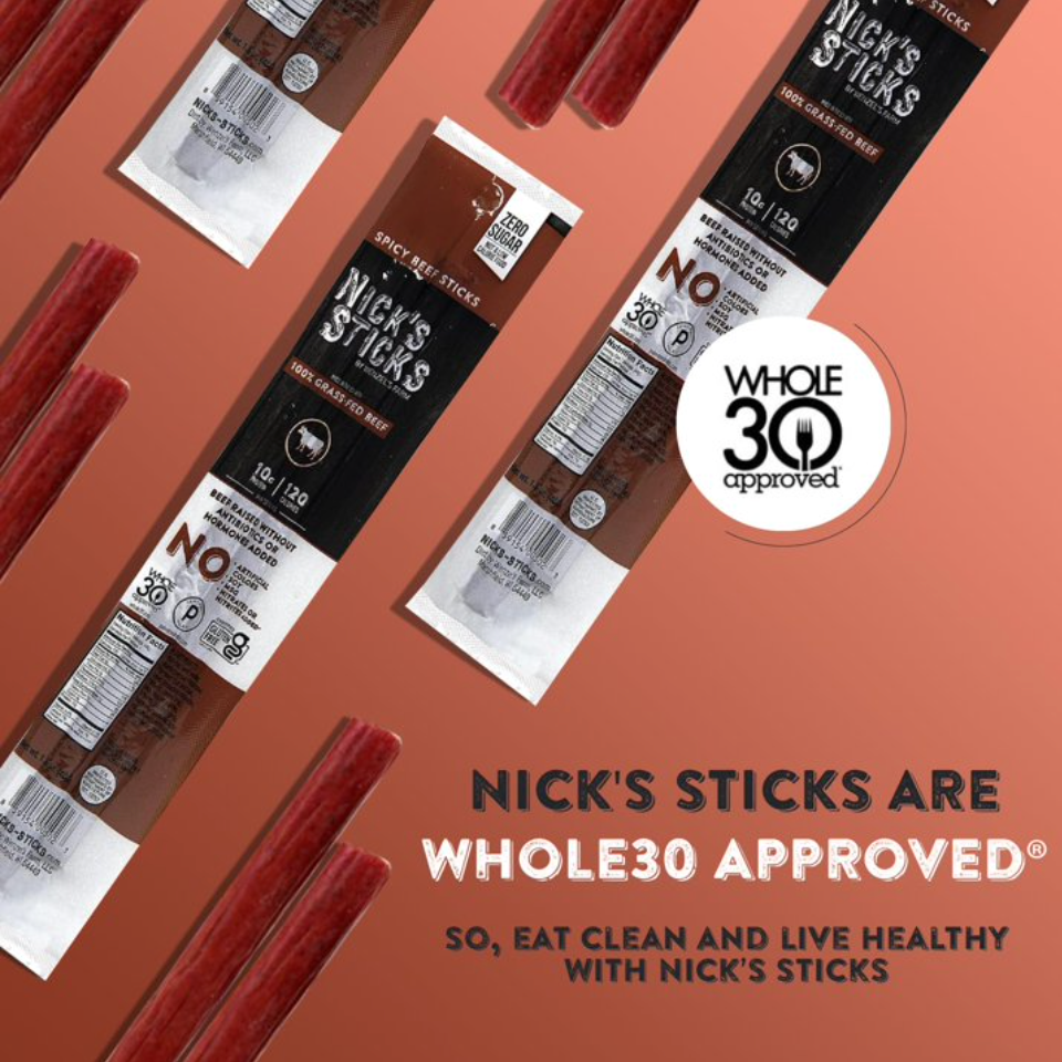 Nicks Sticks - Snack Beef Stx Spcy Grass Fd - 25 Twin Packs (1.7 oz each)