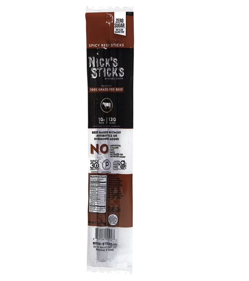 Nicks Sticks - Snack Beef Stx Spcy Grass Fd - 25 Twin Packs (1.7 oz each)
