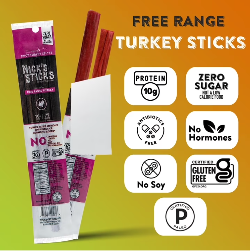 Nicks Sticks - Snack Trky Stx Spcy Fr Ra - 25 twin packs (1.7 oz each)