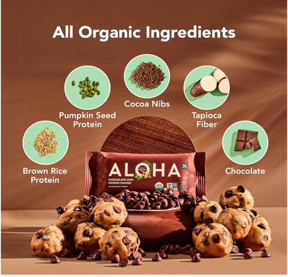 ALOHA Organic Chocolate Chip Cookie Dough, Protein Bars - 12 Pack (1.98OZ)