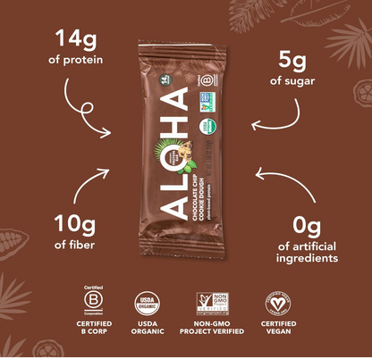 ALOHA Organic Chocolate Chip Cookie Dough, Protein Bars - 12 Pack (1.98OZ)
