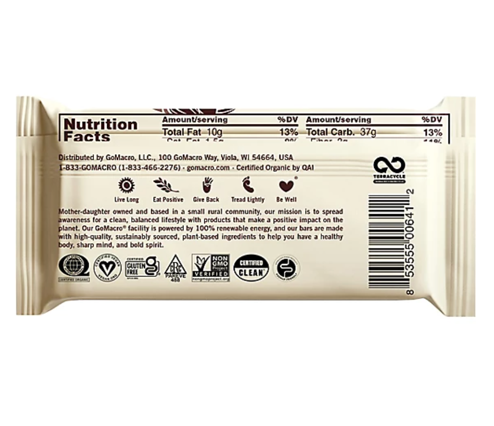 Gomacro - Bar Drk Choc Chip Almond 2.3OZ (Case Of 12)