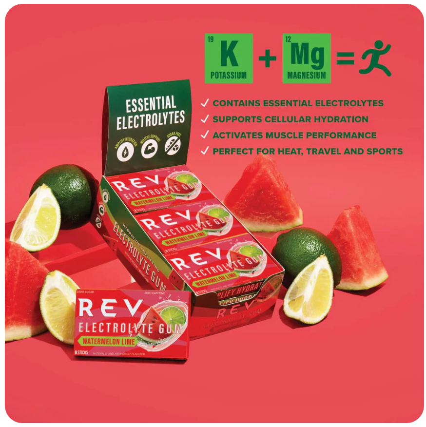 Rev Gum - Electrolyte Gum Watermelon (8.PC), 12 count
