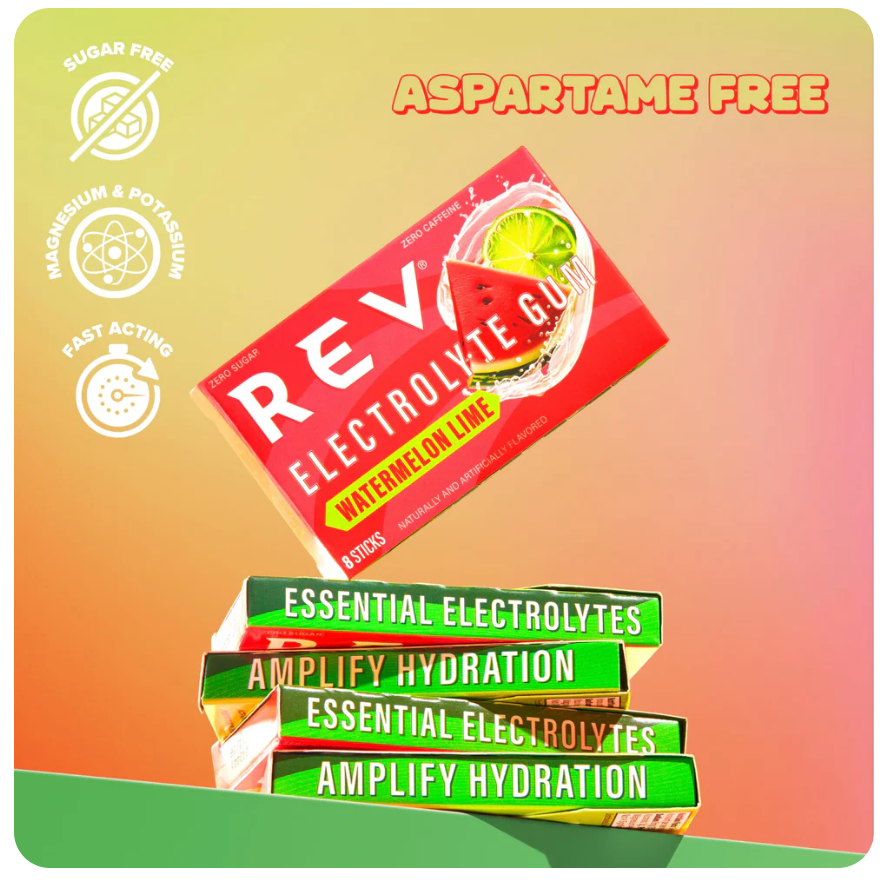 Rev Gum - Electrolyte Gum Watermelon (8.PC), 12 count