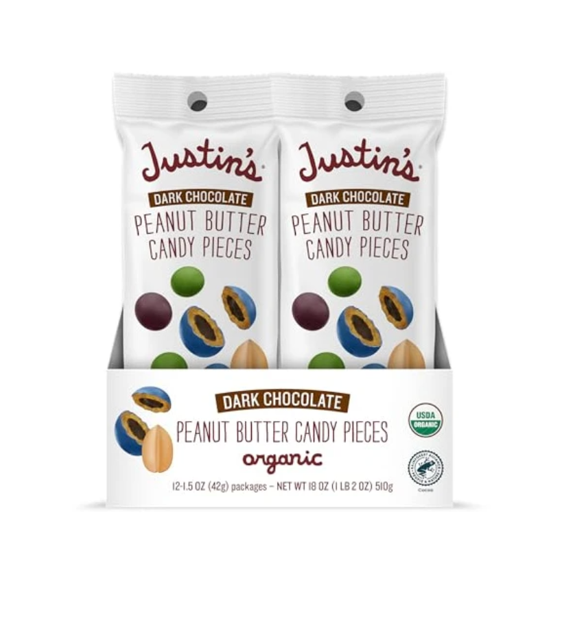 Justin's Dark Chocolate Peanut Butter Candy Pieces 12pk of 1.5oz bags