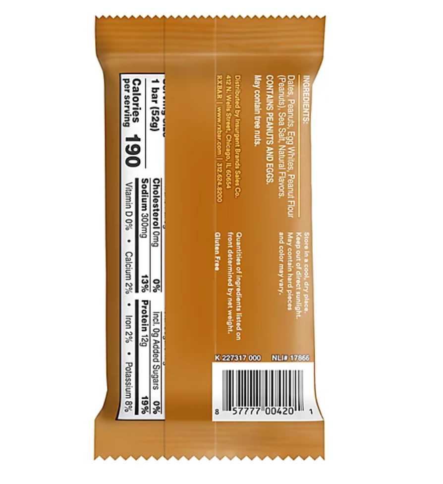 Rxbar - Bar Protein Peanut Butter (1.8OZ)/ 12 bars